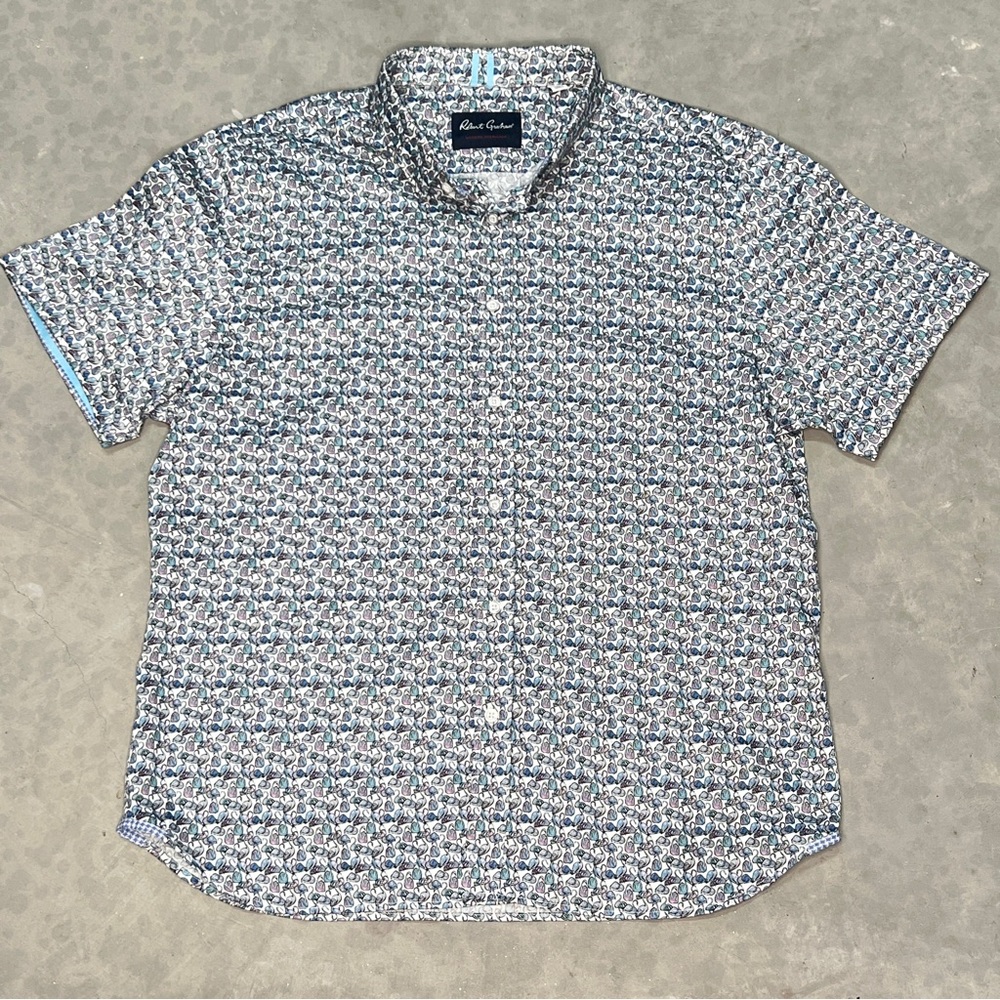 Robert Graham Shirt Mens 3XL Blue Swans Geese Cotton Tailored Fit Button Up